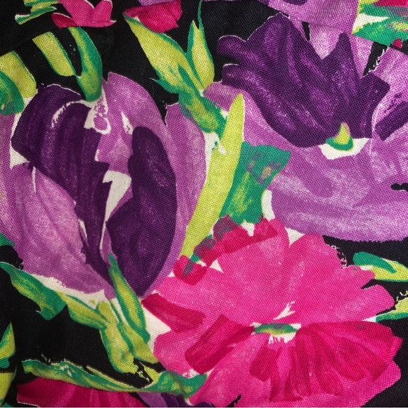 Vintage 80’s Vibrant Floral Ruffle Peplum Top - Picture 3 of 4